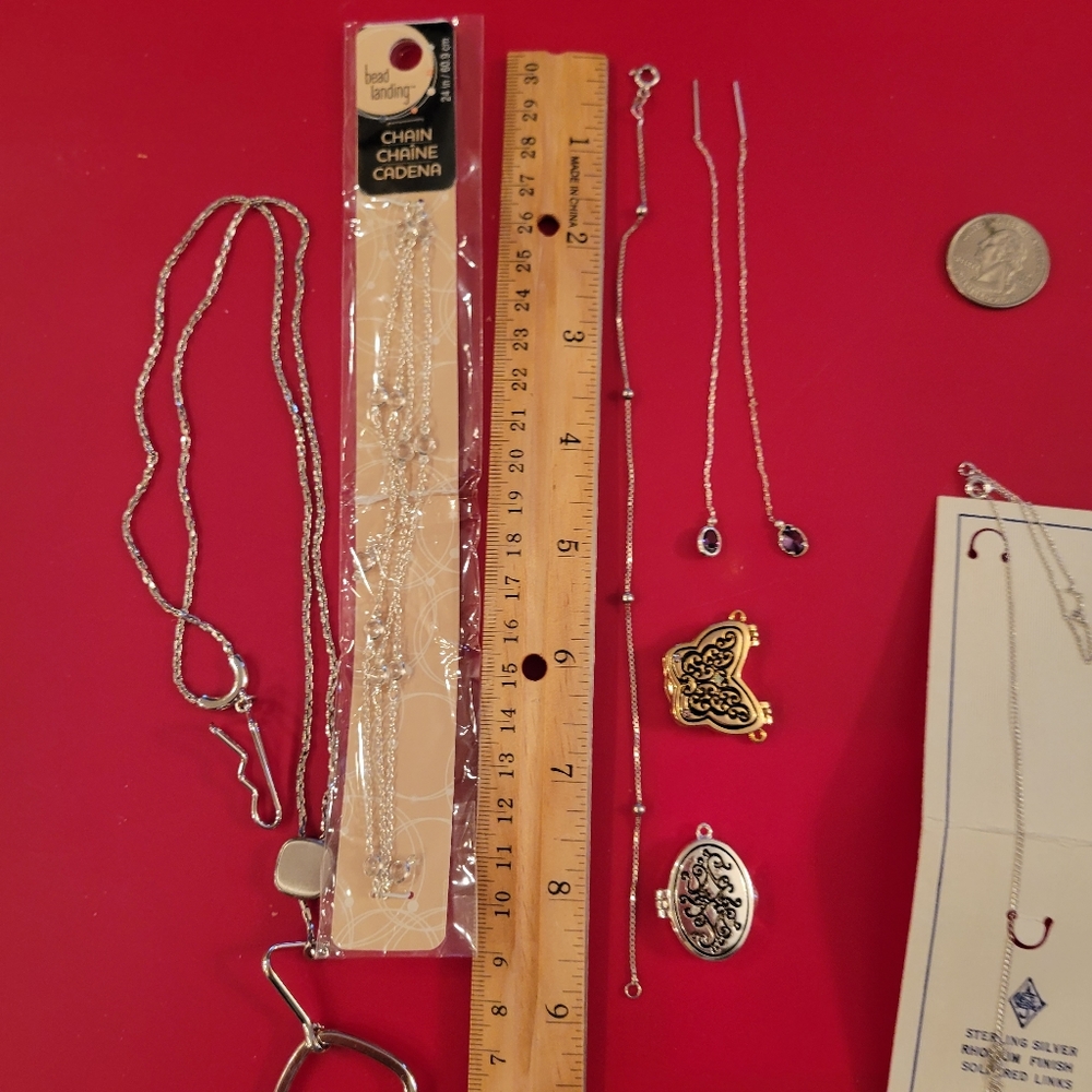 Bundle of Jewelry Items ~ Sterling Bracelet ~ Earrings ~ Chains ~ Charms